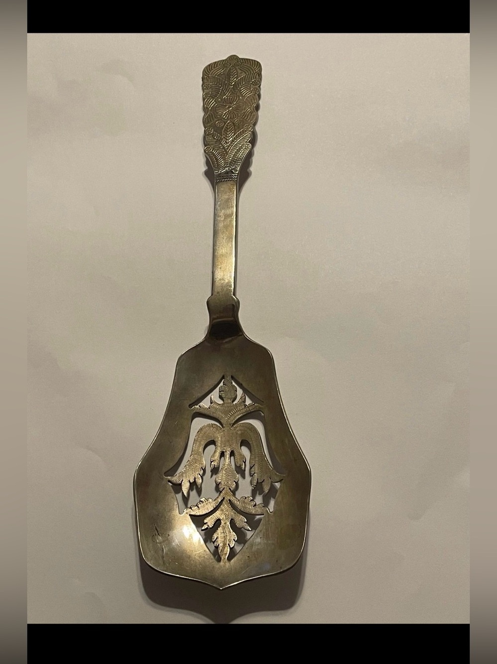 Vintage 900 Silver Ornate Serving Spoon #8398